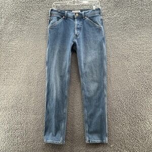 Topo Designs Jeans Mens 30X30 Blue Light Wash Button Fly Straight Leg Denim